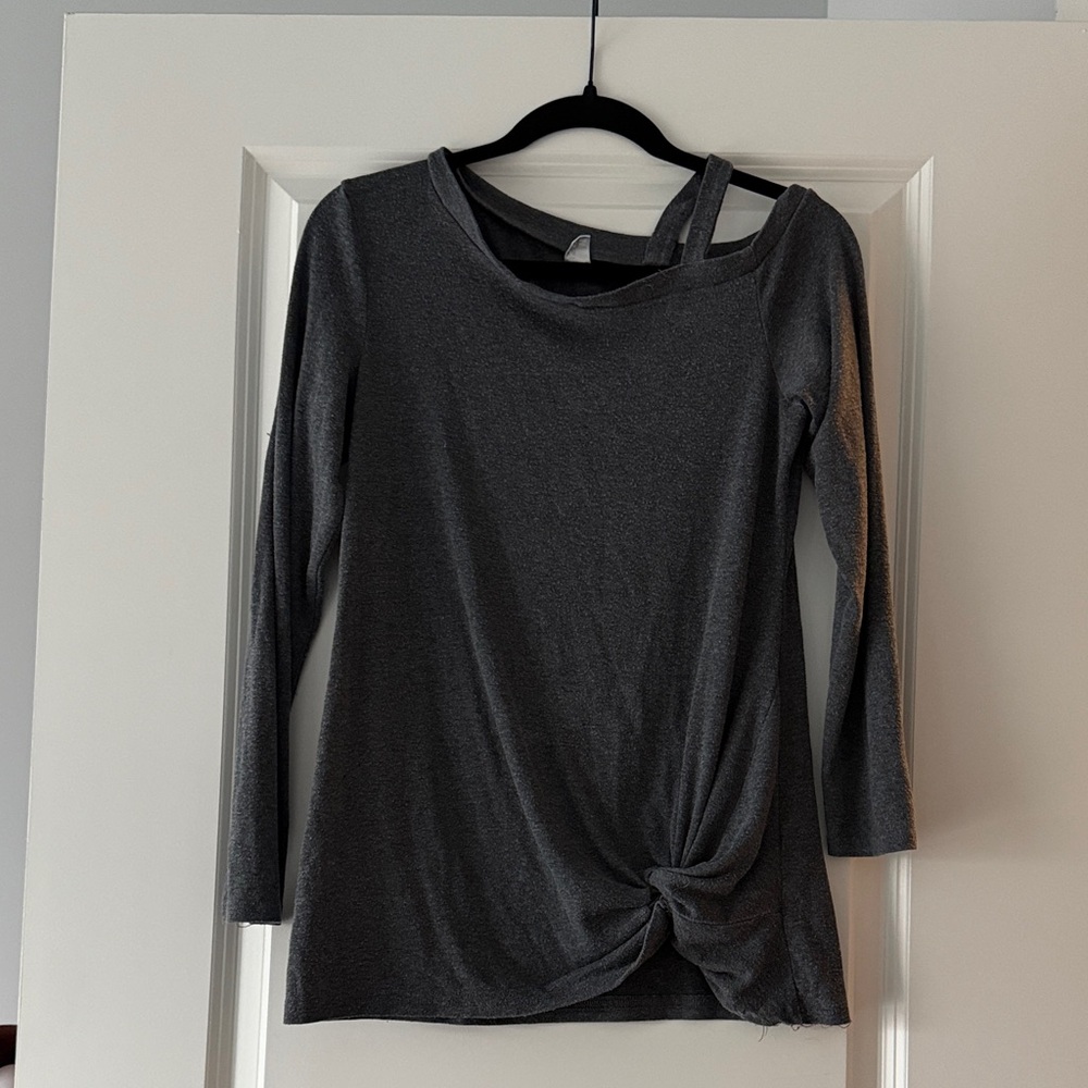 Gray off the shoulder long sleeved top size M